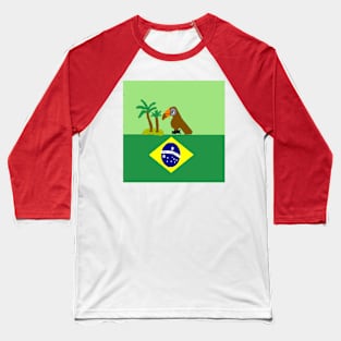 Sporty Brazil Design on Red Background Baseball T-Shirt